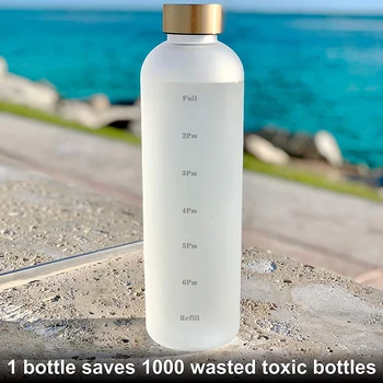1Л Градуированная Пластиковая Бутылка Для Воды Для Фитнеса и Спорта Портативная Бутылка Для Воды Большой Емкости Кружка Бутылка Для Воды - Изображение 1  