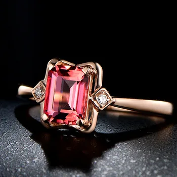 Новый стиль персонализированное элегантное простое квадратное кольцо с инкрустацией в стиле темперамента, регулируемое обручальное кольцо, женские украшения Caibao - Изображение 1  