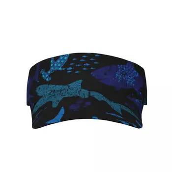 Летняя Воздушная Солнцезащитная Шляпа Мужчины Женщины Регулируемый Козырек С защитой от Ультрафиолета Сверху Пустой Спортивный Солнцезащитный Колпачок с абстрактными Акулами и Темным принтом - Изображение 2  