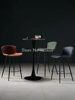 Скандинавский барный стул для семейного отдыха, простой современный креативный высокий табурет для кафе, персонализированный барный стул, сетчатый красный барный стул - Изображение 1  
