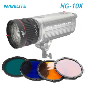 Nanlite Nanguang NG-10X Линза Френеля 10-40 ° 5X Комплект Адаптеров фокусировки для светодиодных ламп Bowens-fit с 4 Цветными Фильтрами - Изображение 1  
