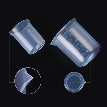 пластиковый мерный стаканчик объемом 10-1000 мл, лабораторный стакан, прозрачный мерный стаканчик, прозрачный стаканчик для смешивания, контейнер для мерной банки - Изображение 2  