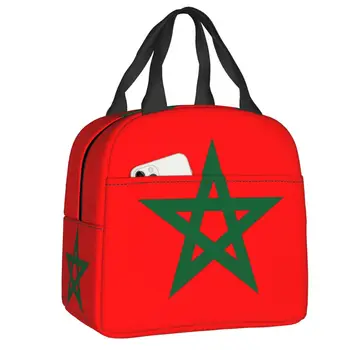 Сумка для ланча с флагом Марокко, Мужская, Женская, Марокканский патриотический холодильник, Термоизолированный ланч-бокс для детей, сумки для еды для школьников - Изображение 1  