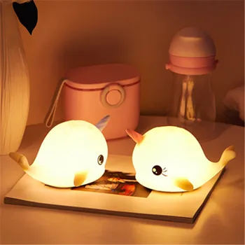 Светодиодный силиконовый красочный ночник USB с мягким освещением, прикроватный светильник для кормления и сна ребенка, подарок на День рождения Единорога - Изображение 1  