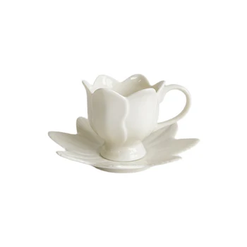 Высококачественные керамические Чашки и блюдца для кофе со сливками и черного чая в форме цветка в европейском придворном стиле - Изображение 1  