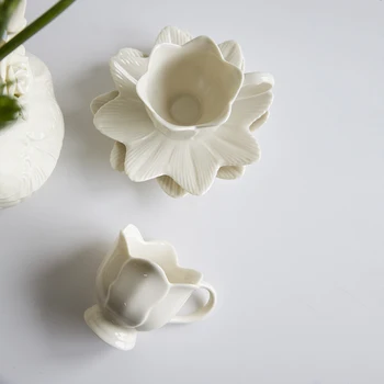 Высококачественные керамические Чашки и блюдца для кофе со сливками и черного чая в форме цветка в европейском придворном стиле - Изображение 2  