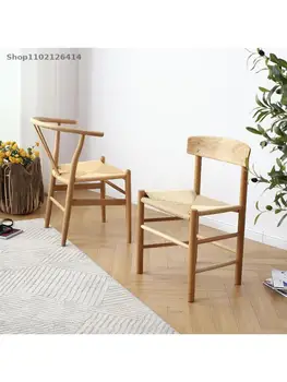 Обеденный стул из массива дерева Nordic J39, стул из белого дуба, y-образный стул из плетеной веревки в японском стиле, стул для кабинета, дизайнерский стул из ротанга - Изображение 2  