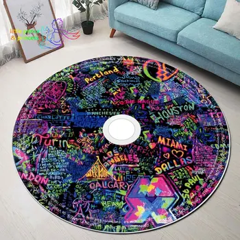Музыкальный коврик для компакт-диска рок-группы Coldplay, Круглый коврик, Круглый ковер, Коврик для ванной, Черный коврик, коврик для домашнего декора, Ковер для гостиной, кухни - Изображение 1  