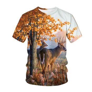 Летняя охотничья Камуфляжная футболка для мужчин, Повседневные Футболки с принтом на открытом воздухе, Распродажа, топы большого размера с круглым вырезом и коротким рукавом для отдыха - Изображение 1  