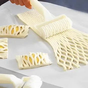 Роликовый резак для теста Пластиковая решетка для теста роликовый резак Колесный нож для выпечки пиццы Принадлежности для маленькой кухни и пекарни - Изображение 2  