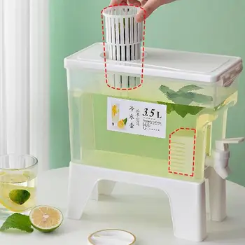 Холодильник объемом 3,5 л, холодный чайник с краном и крышкой, диспенсер для воды для напитков, ведро для холодной воды для лимонада, напитков, соков - Изображение 2  