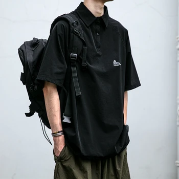 Летняя Японская уличная одежда, Трендовая рубашка-поло, Мужская одежда Harajuku, Высококачественная повседневная футболка, Модная футболка с коротким рукавом, топы Kpop - Изображение 2  