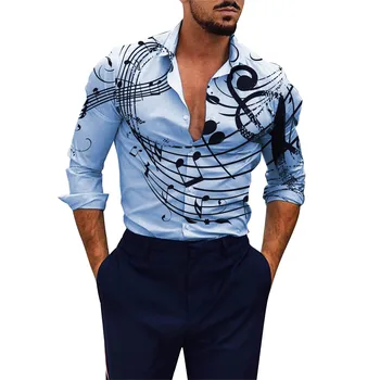 Мужская рубашка, блузка с длинными рукавами с принтом 