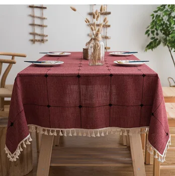 Скатерть Nordic fresh однотонная скатерть с художественной кисточкой, квадратный чайный столик, стол, скатерть для обеденного стола - Изображение 2  