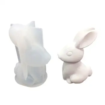 Формы для мыла Пасхальный Кролик Эпоксидная форма Кролик Плесень 3D Сшивание Кролик Плесень Мультяшный стол-качели Зеркало Силиконовая форма Восковая модель - Изображение 1  