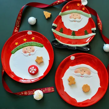 Керамическая тарелка для дим-самов в форме Санта-Клауса, Подарочное украшение, Конфетная тарелка в западном стиле, Рождественское украшение, Креативный Домашний декор - Изображение 1  