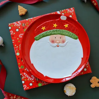 Керамическая тарелка для дим-самов в форме Санта-Клауса, Подарочное украшение, Конфетная тарелка в западном стиле, Рождественское украшение, Креативный Домашний декор - Изображение 2  