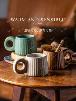 M- вертикальные кружки, японские керамические чашки, персонализированные кофейные чашки, креативные офисные стаканчики для питья - Изображение 2  
