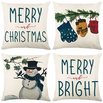 Синяя рождественская наволочка Рождественские украшения для дома Санта Клаус чехол для подушки 45x45 см Рождественские украшения - Изображение 1  