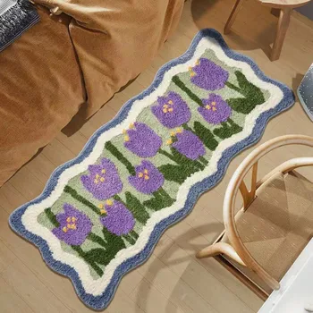Высококачественные ковры для гостиной, цветочный коврик, Утолщенный ковер для ванной, Прикроватный противоскользящий коврик, Красочный цветочный декор для дома - Изображение 2  