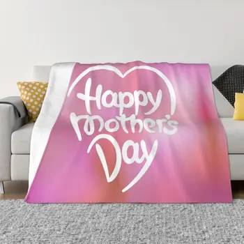 Розовое одеяло для пикника с Днем матери, фланелевое покрывало для домашнего отдыха, диван-кровать с односторонним принтом, покрывало 80x60 дюймов - Изображение 1  