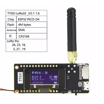 TTGO ESP32-Paxcounter LoRa32 V2.1 1.6 Версия 433/868/915 МГц LoRa ESP-32 OLED 0,96-дюймовая SD-карта Bluetooth WIFI Модуль - Изображение 2  