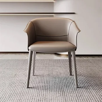 Домашнее кожаное седло современный минимализм Скандинавский свет роскошное кресло минималистичный дизайнерский стул для кабинета - Изображение 2  