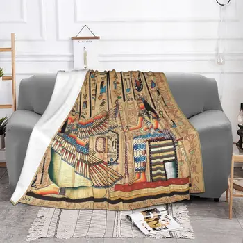 Одеяло Древнеегипетской цивилизации с флисовым принтом Древних Повседневные теплые пледы для дивана в спальне Плюшевое Тонкое одеяло - Изображение 1  