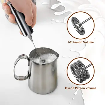 Вспениватель молока ручной трехслойный электрический взбиватель на батарейках для приготовления кофе, латте, горячего шоколада - Изображение 2  