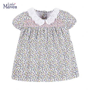 Little Maven/ одежда для девочек с цветочным принтом, летняя детская одежда, платья с короткими рукавами для девочек, платье принцессы, Vestidos, хлопок - Изображение 1  