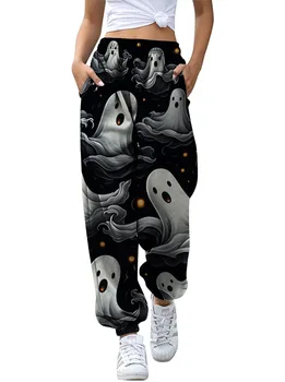 Женские брюки, брюки для уличных пробежек, женские спортивные брюки, мешковатые брюки-карго с рисунком Хэллоуина, Удобные повседневные брюки Cyber y2k - Изображение 1  