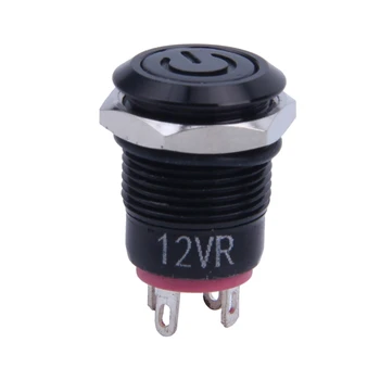 12V 2A 9,5 мм Светодиодный металлический колпачок с мгновенным включением кнопочного переключателя автомобиля, модифицированный, красный - Изображение 1  