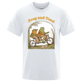 Лягушка И Жаба-Забавная футболка для езды на велосипеде С коротким рукавом, Хлопковая футболка с круглым вырезом, Мужские Футболки в стиле Аниме Харадзюку, Ретро Топы Унисекс, одежда в подарок - Изображение 1  