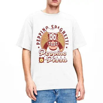 Забавная футболка с эмблемой Peppino Pizza, мужская женская футболка с круглым вырезом, новинка, футболки с коротким рукавом, идея подарка, топы - Изображение 1  