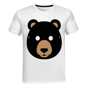 Летняя новая мужская и женская футболка с 3D-печатью, футболка с маской медведя, модный повседневный топ в стиле харадзюку, мультяшный медведь - Изображение 2  