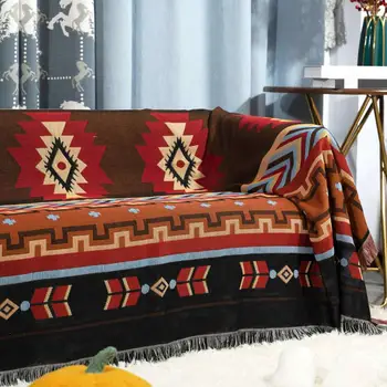 Одеяло с ворсом Походное одеяло с кисточками Богемное походное одеяло в этническом стиле, уличная палатка, диван-кровать для пикника, одеяло с ворсом с бахромой - Изображение 2  