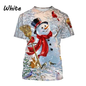 Новая Горячая распродажа, Зимняя рождественская футболка с 3D-принтом в виде снеговика, мужская повседневная футболка с коротким рукавом в стиле харадзюку - Изображение 1  