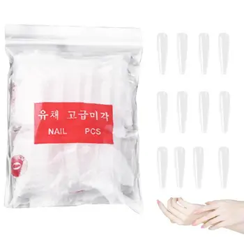 Прозрачные акриловые ногти, типсы для гелевых ногтей Ballerina, упаковка 500 XXL, прозрачное полное покрытие, накладные Длинные искусственные ногти, типсы для ногтей - Изображение 1  