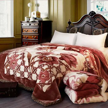 Двухслойные толстые одеяла Из мягкого теплого полиэстера с принтом Зимних Роз, норковые одеяла Raschel для кроватей - Изображение 1  
