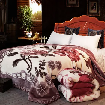 Двухслойные толстые одеяла Из мягкого теплого полиэстера с принтом Зимних Роз, норковые одеяла Raschel для кроватей - Изображение 2  