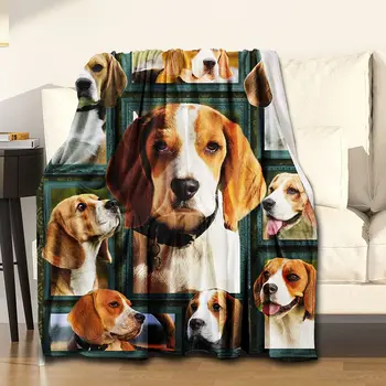 Одеяло для собак породы Бигль, фланелевое флисовое одеяло, супер Мягкое уютное теплое одеяло для дивана, кресла-кровати, офисного дивана, 50X60 дюймов для подростков - Изображение 1  