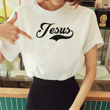 женская футболка jesus с комиксами, одежда в стиле харадзюку для девочек - Изображение 1  