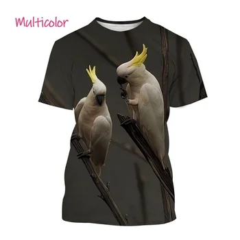 новая повседневная футболка с 3D принтом bird parrot love parrot pattern, мужская и женская футболка с короткими рукавами - Изображение 2  