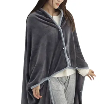 Одеяло для сна, однотонное стеганое одеяло с ворсом, двухслойное портативное в холодную погоду - Изображение 1  