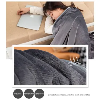 Одеяло для сна, однотонное стеганое одеяло с ворсом, двухслойное портативное в холодную погоду - Изображение 2  