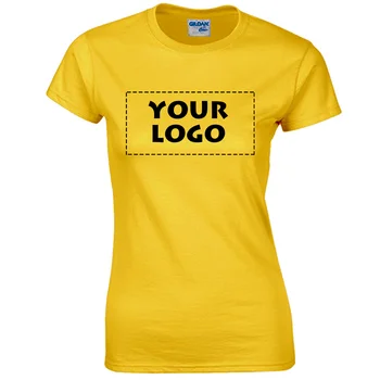 Женские однотонные футболки с логотипом на заказ, уличная одежда с круглым вырезом и коротким рукавом, повседневная мода, женские топы, Свободная Прямая одежда - Изображение 1  