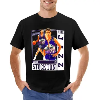 Футболка John Stockton Legend Basketball Signature в винтажном стиле Ретро 80-х 90-х, Бутлег в стиле Рэп, быстросохнущая футболка, Мужская одежда - Изображение 1  