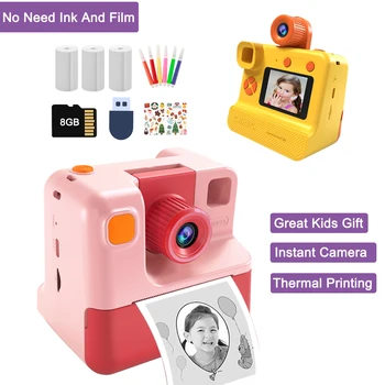 Обновление камеры мгновенной печати, селфи, детская камера, цифровая видеокамера с нулевыми чернилами, подарок на день рождения для девочек и мальчиков - Изображение 1  