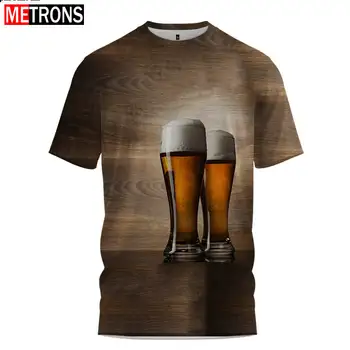 Винтажный топ с коротким рукавом, мужская футболка с 3D принтом Обезьяны, птицы, пива, Графическая футболка большого размера, повседневная свободная футболка, мужская камуфляжная дышащая ткань - Изображение 1  