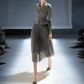 Комплект с сетчатой плиссированной юбкой 2023, костюм в стиле знаменитостей, сетчатая юбка, комплект из двух предметов Blast Street - Изображение 2  